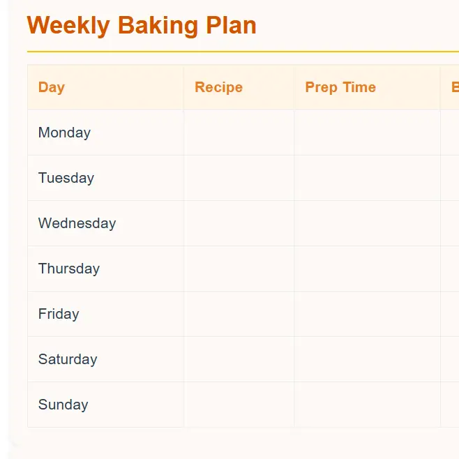 baking plan