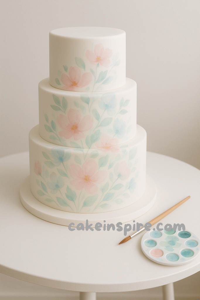 watercolor wedding cake