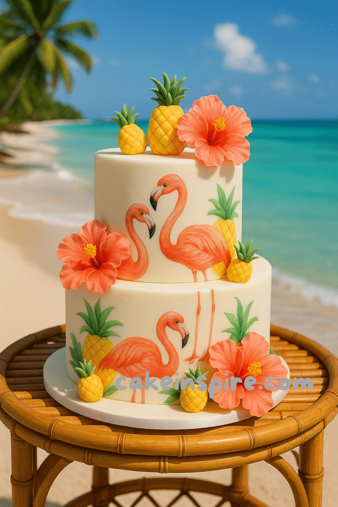 tropical wedding cake