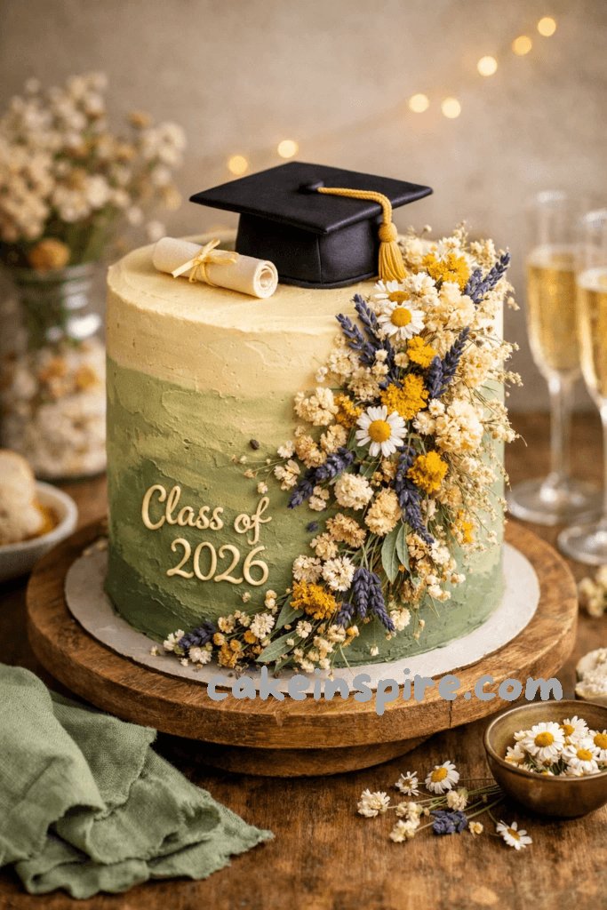 Floral Graduation Cake