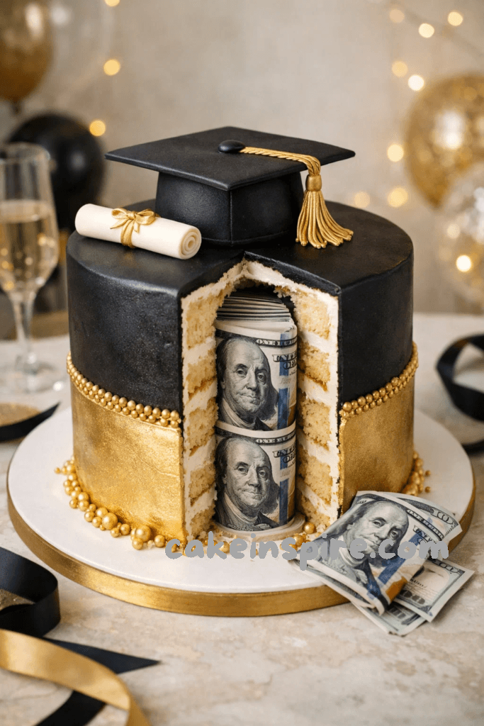 money graduation cake