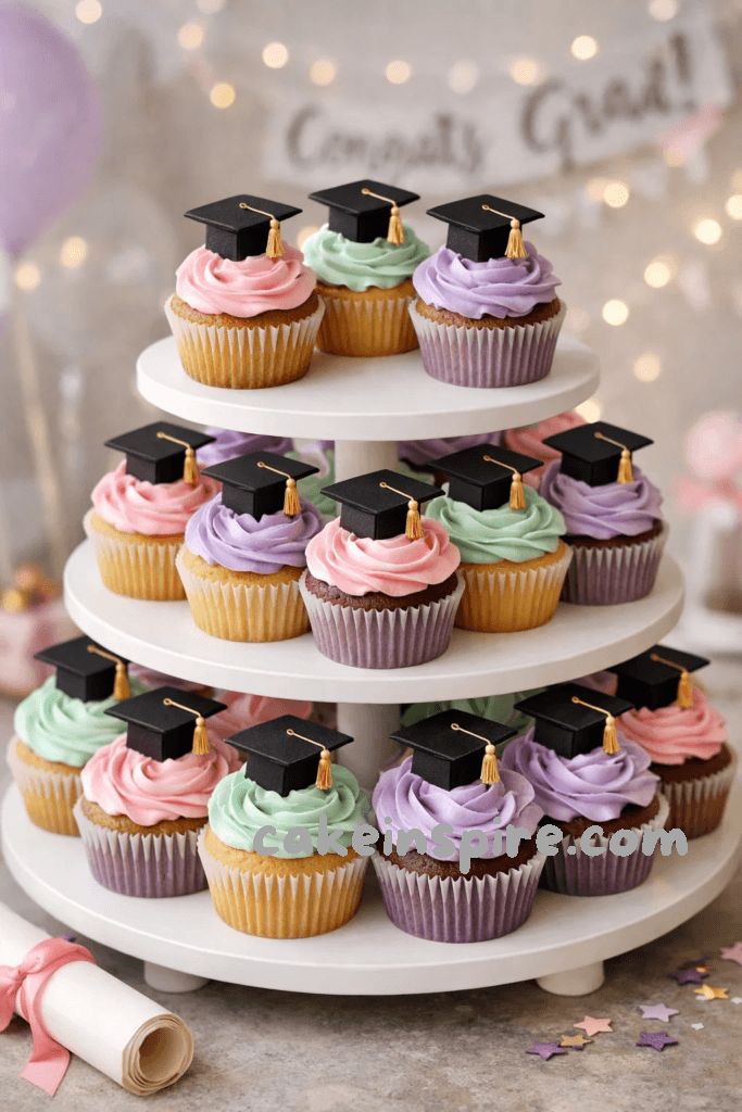 Pastel Graduation Cupcake 