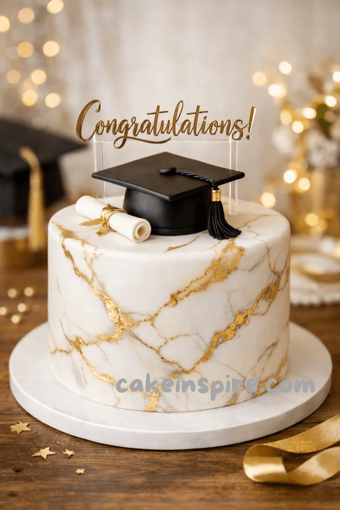 Marble Graduation Cake